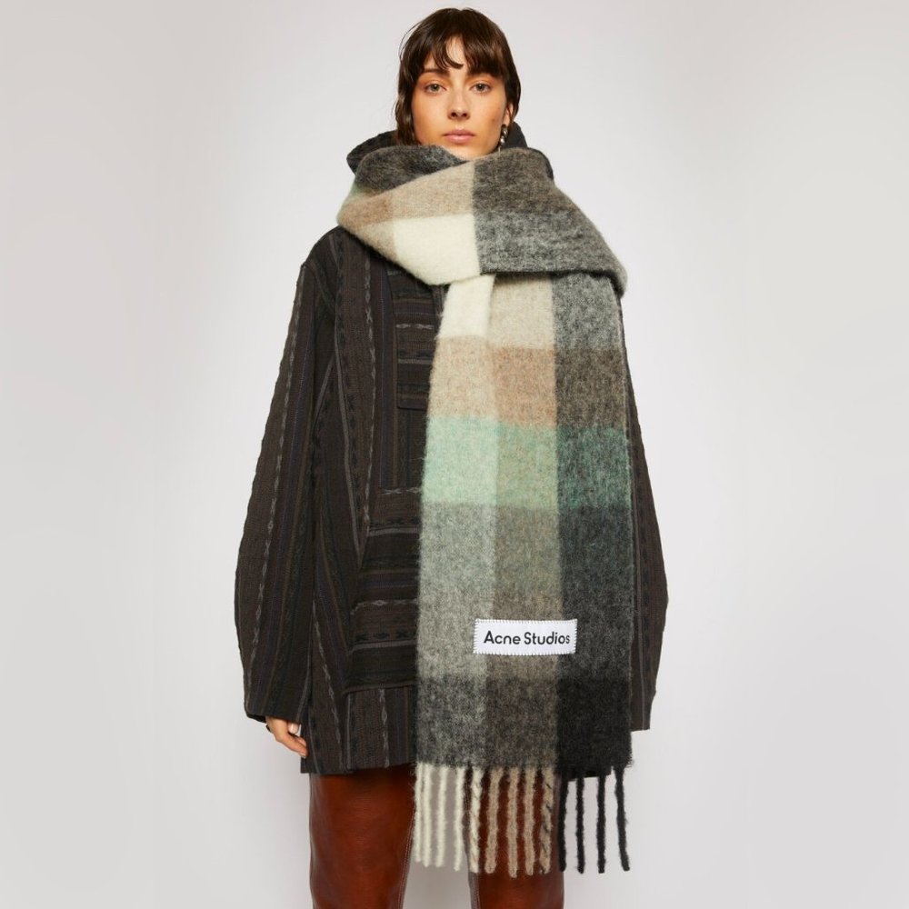 Acne Studio Large Check Scarf Green/Grey/Black